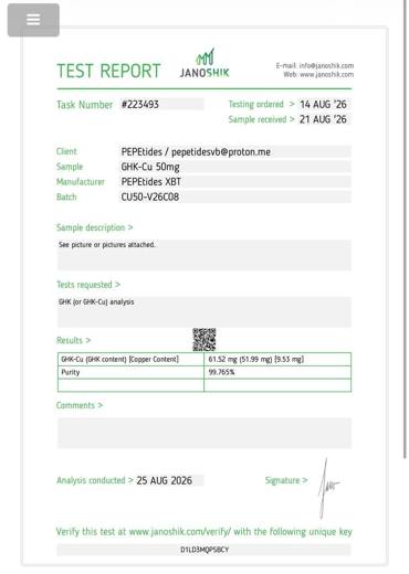 Certificado de analisis CoA 52