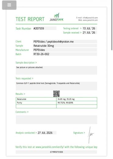 Certificado de analisis CoA 71